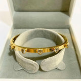 Heart Charm Bangle Green Crystal Bracelet For Women