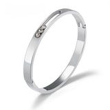 Stainless Steel Rhinestone Cuff Bangle Bracelet for Women