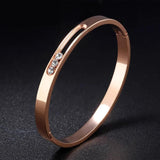 Stainless Steel Rhinestone Cuff Bangle Bracelet for Women