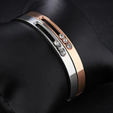 Stainless Steel Rhinestone Cuff Bangle Bracelet for Women