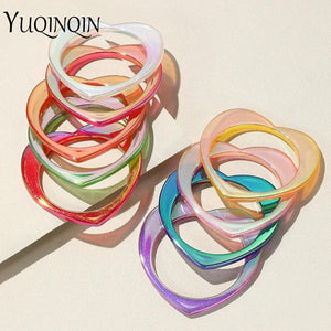 Resin Heart Bangles Multicolor Charm Punk Bracelet For Women