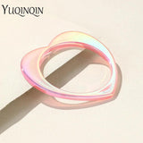 Resin Heart Bangles Multicolor Charm Punk Bracelet For Women