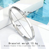 Zircon Flowers Bangle Stainless Steel Oval Bracelet