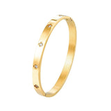 Zircon Flowers Bangle Stainless Steel Oval Bracelet