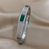 Green Zircon Stainless Steel Bangles Bracelets Women Waterproof Jewelry