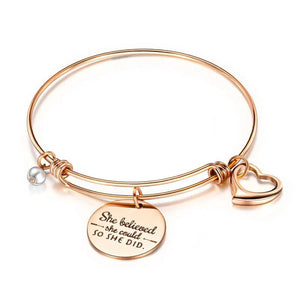 She Believed Inspirational Charm Bangle for Women