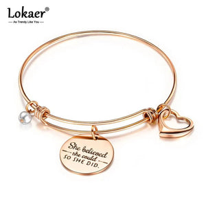 She Believed Inspirational Charm Bangle for Women