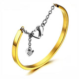 Adjustable Stainless Steel Heart Cuff Bangle Bracelet for Women