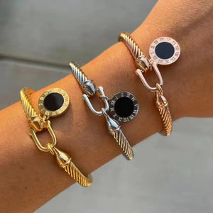 Steel Wire Rope Horseshoe Buckle Bracelet Titanium Cable Elastic