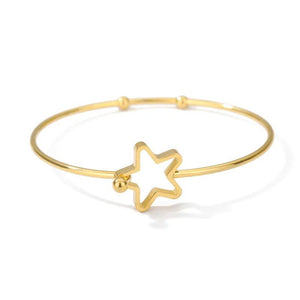 Stainless Steel Star Bracelet Open Cuff Bangle