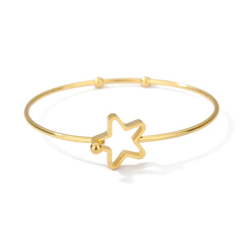 Stainless Steel Star Bracelet Open Cuff Bangle
