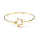Stainless Steel Star Bracelet Open Cuff Bangle