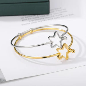 Stainless Steel Star Bracelet Open Cuff Bangle