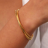 Silver Cross Bangle 18K Plated Stainless Steel Bracelet