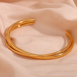 Silver Cross Bangle 18K Plated Stainless Steel Bracelet