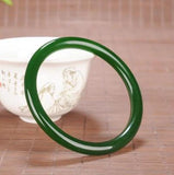 Green Jade Round Bracelet Chinese Charm Jewellery Hand-carved Luck