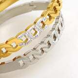 Women's Stainless Steel Rhinestone Charm Bracelet