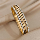 Crystal Zircon Charm Stainless Steel Bangles Bracelets for Women