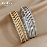 Crystal Zircon Charm Stainless Steel Bangles Bracelets for Women