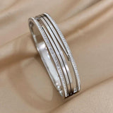 Crystal Zircon Charm Stainless Steel Bangles Bracelets for Women