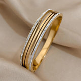 Crystal Zircon Charm Stainless Steel Bangles Bracelets for Women