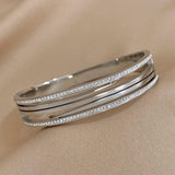 Crystal Zircon Charm Stainless Steel Bangles Bracelets for Women