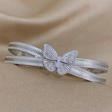 Stainless Steel Butterfly Bangles Bracelets for Women Charm Layered Cuff Bangle