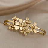 Daisy Flowers Stainless Steel Bangles Bracelets for Women Charm
