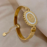 Chunky Charm Portrait Coin Bracelet for Women