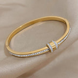 Rhinestone Stainless Steel Bangles for Women Waterproof Jewelry Gift