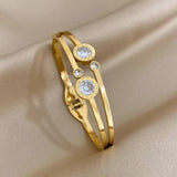 Stainless Steel Roman Numerals Rhinestone Cuff Bracelet