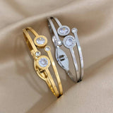 Stainless Steel Roman Numerals Rhinestone Cuff Bracelet