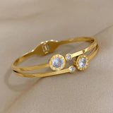 Stainless Steel Roman Numerals Rhinestone Cuff Bracelet