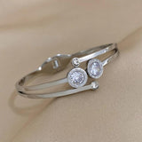 Stainless Steel Roman Numerals Rhinestone Cuff Bracelet