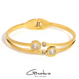 Stainless Steel Roman Numerals Rhinestone Cuff Bracelet