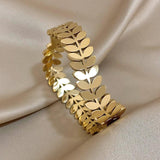 316L Stainless Steel Wheat Leaves Bracelet Bangle Y2k Jewelry