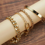 Stainless Steel Bracelet Hand Chain Set for Women