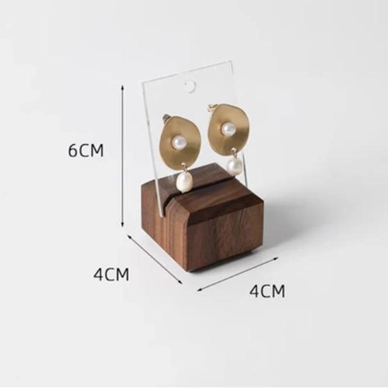 Walnut Ring Earrings Display Tray Jewelry Organizer Holder Stand