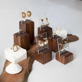 Walnut Ring Earrings Display Tray Jewelry Organizer Holder Stand