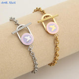 Butterfly Oval Hollow Bracelet Stainless Steel Chain Jewelry