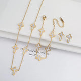 Hot Charm Stainless Steel Cross Necklace Set