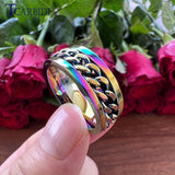 8mm Fantasy Steel Rotating Ring Chain Inlay Comfort Fit