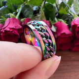 8mm Fantasy Steel Rotating Ring Chain Inlay Comfort Fit