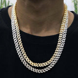 Bling Iced Out 1 Row Rhinestone Miami Cuban Chain Necklace