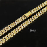 Bling Iced Out 1 Row Rhinestone Miami Cuban Chain Necklace