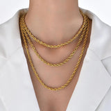 Dainty Rope Chain Necklace, Stainless Steel Link, 2/3/4/5mm