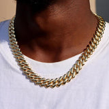 14MM Rhinestone Cuban Link Chain Necklace Hiphop Punk Jewelry