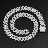 14MM Rhinestone Cuban Link Chain Necklace Hiphop Punk Jewelry