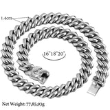 14MM Rhinestone Cuban Link Chain Necklace Hiphop Punk Jewelry
