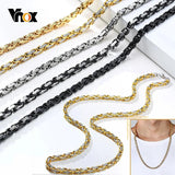 4mm Square Byzantine Chain Necklace for Men Stainless Steel Punk Rock Male Jewel